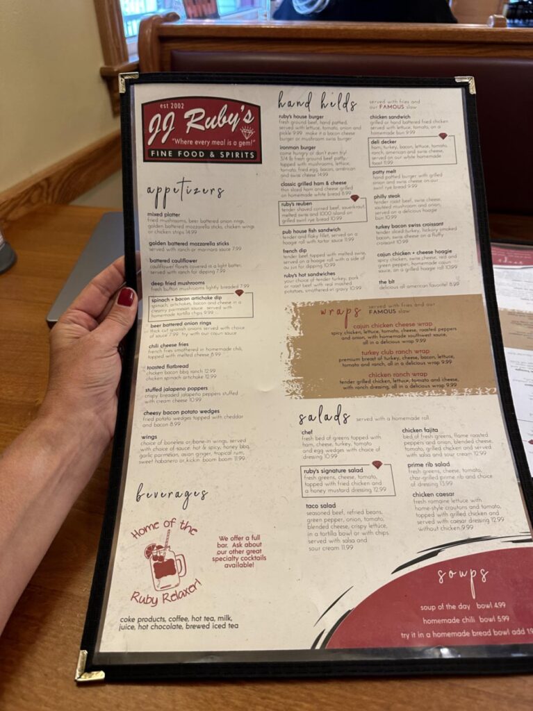 J J Rubys Menu 5